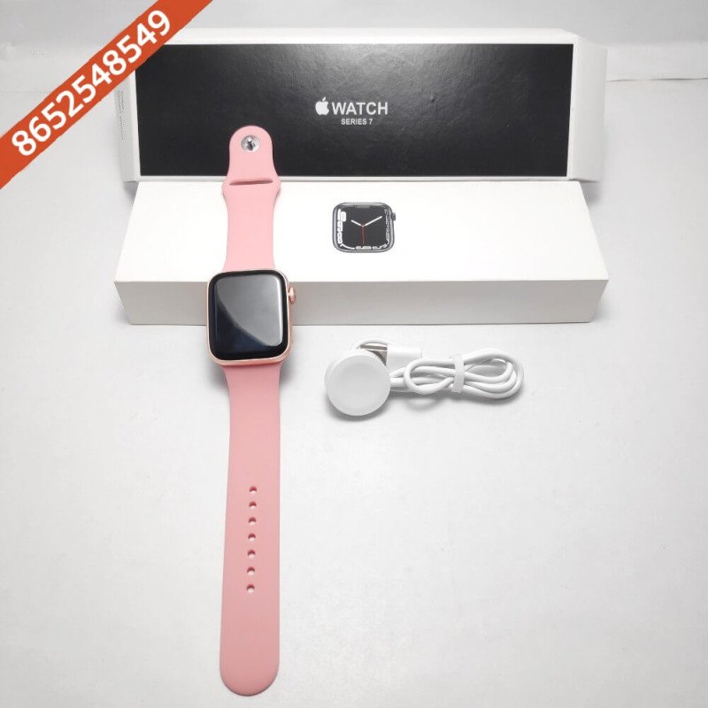 First Copy Apple Watch Series 7 Pink Strap 45mm - Image 2