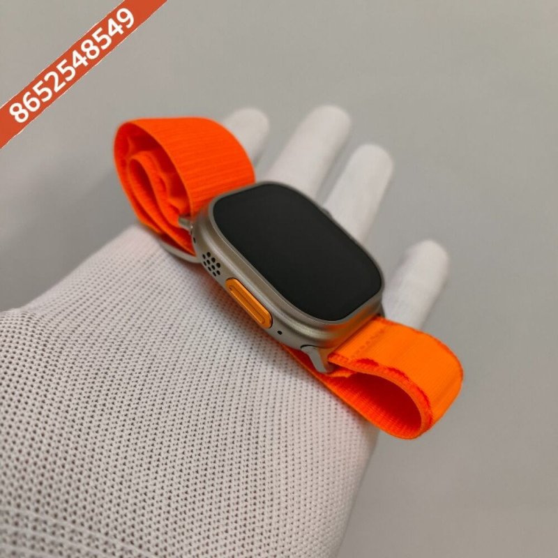 Premium Apple Watch Series 8 Ultra Titanium Case Edition 49mm With Orange Loop Strap - Image 3