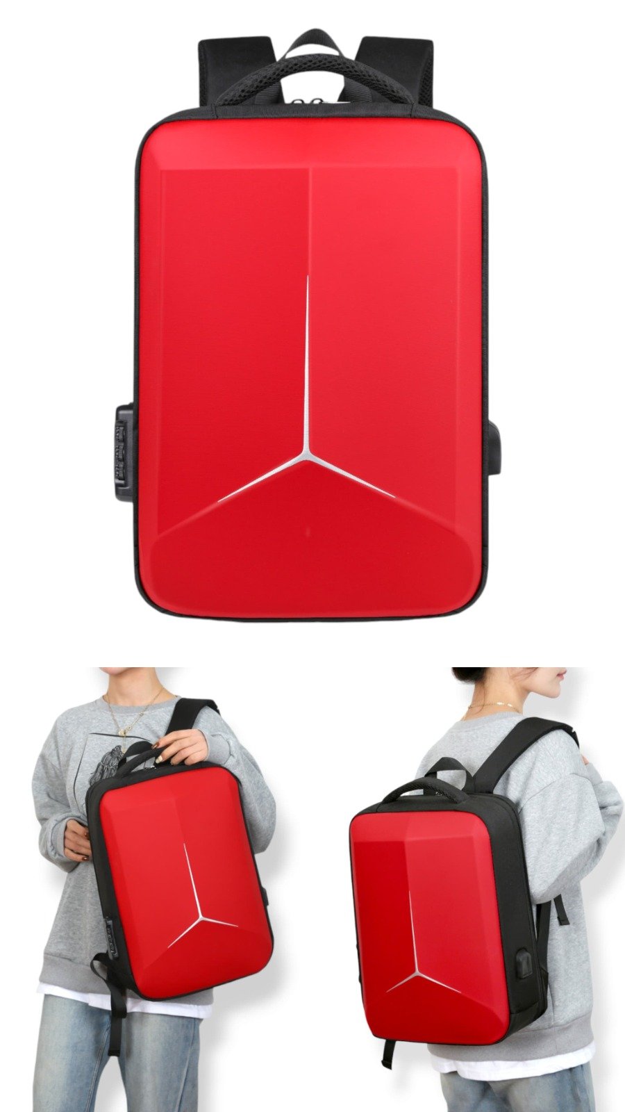Mercedes 3D HardShell Backpack Red colour